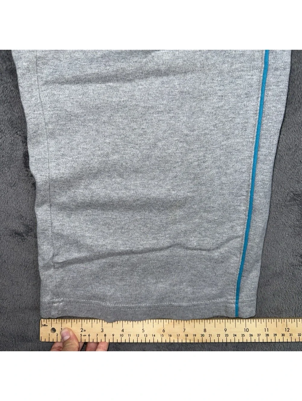 Y2K Nike Athletic Dept Women M Gray Cotton Wide Leg Track Pants Blue Piping VTG